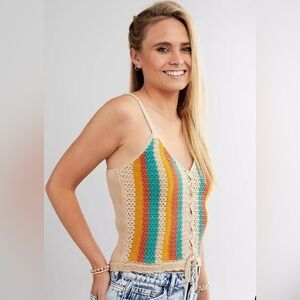 Hem & Thread Cropped Lace-Up Sweater Tank Top from Buckle